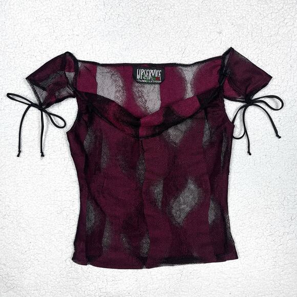 2001 Lip Service Hour of Darkness Blouse Top Purple Medium Y2K Vintage Goth - Picture 15 of 16